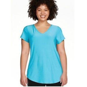 No Boundaries Juniors' Brushed V-Neck T-Shirt Short Sleeves Neptune blue XSM